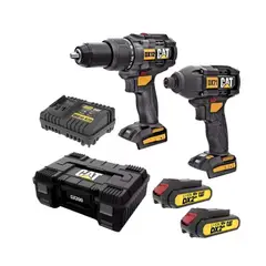 CATERPILLAR - Kit atornillador de impacto + taladro percutor 18v liion CAT DX12K