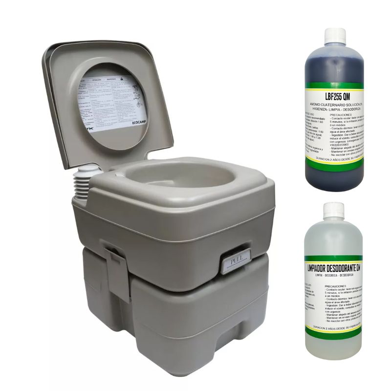 GENERICO - Baño Quimico Portatil 20 Litros Inodoro +2 Liquidos Limpieza