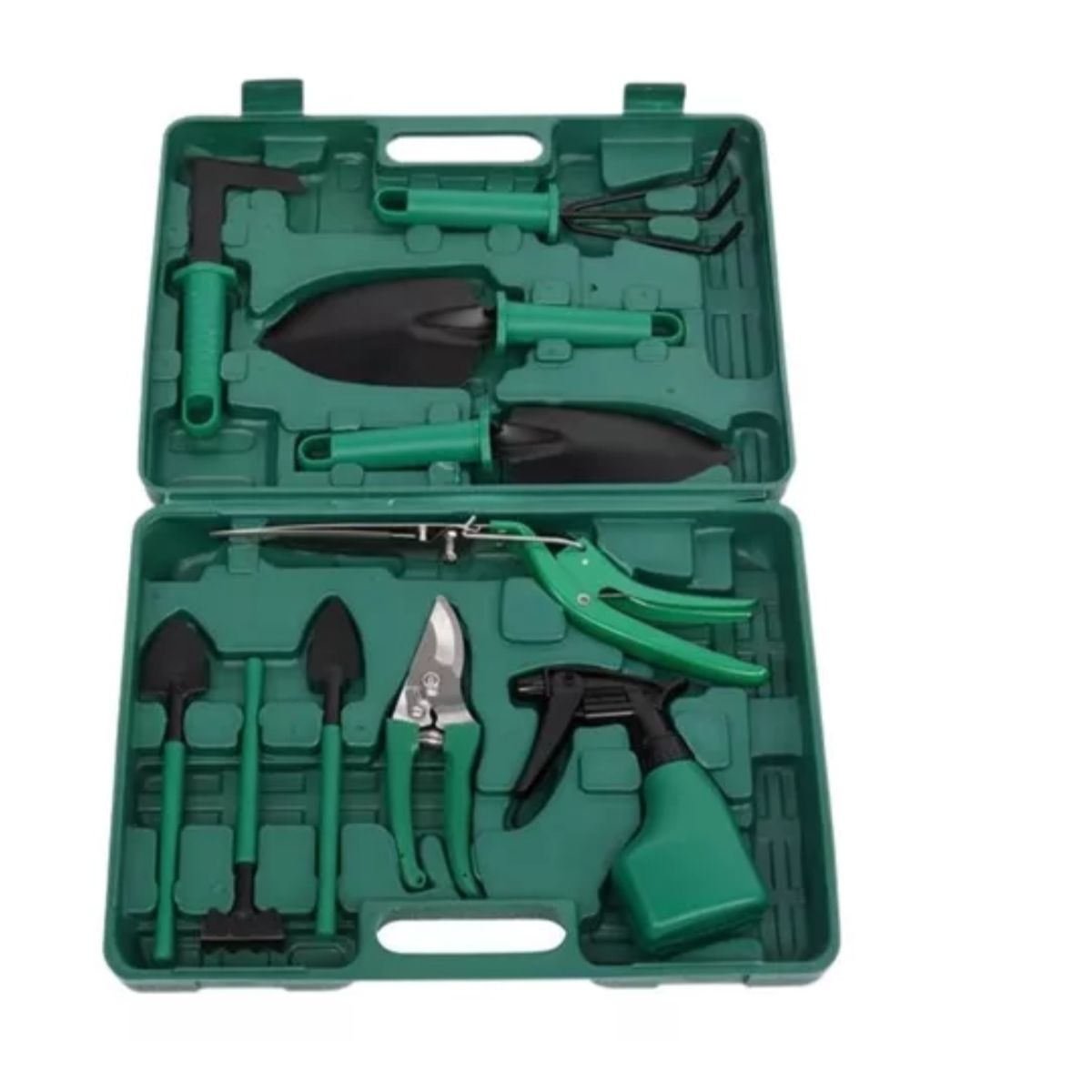 GENERICO - Kit Herramientas Jardinería Acero Rastrillo Tijera Podar