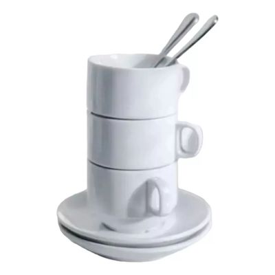 Imagen 2 del producto Pack 6 Tazas Café Espresso Porcelana + Platillos + Cucharas