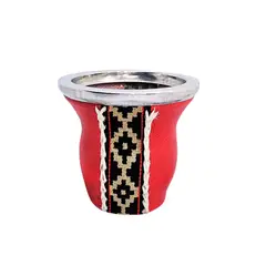 COSAS NUESTRAS - Mate Vidrio templado Eco cuero rojo