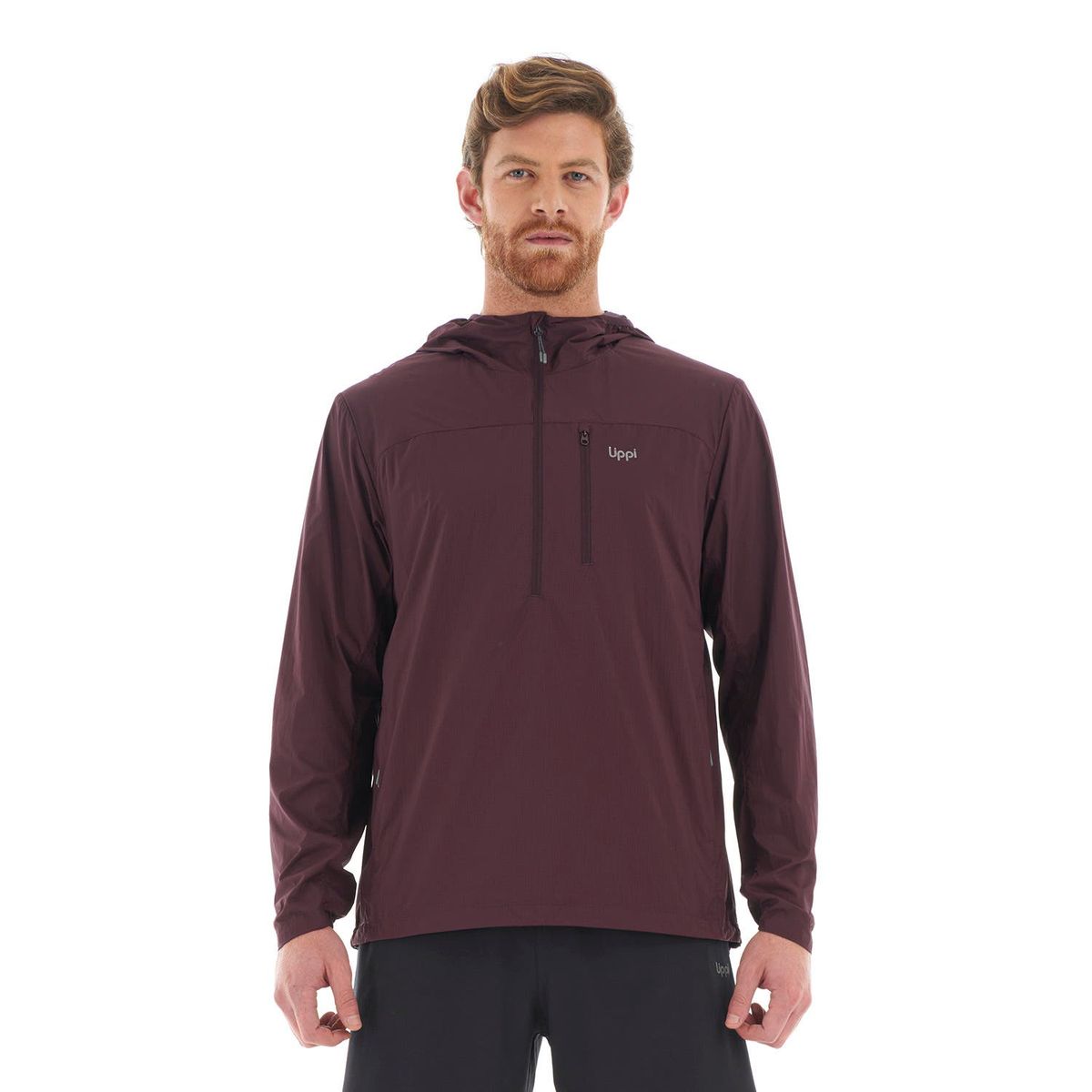 LIPPI - Chaqueta Hombre Spry WindBreaker 14 Zip Hoody Jacket Vino Lippi