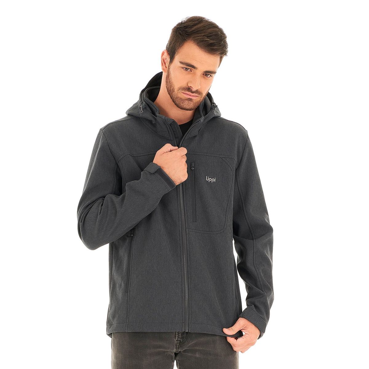 LIPPI - Chaqueta Hombre Macaya Softshell Hoody Jacket Melange Grafito Lippi