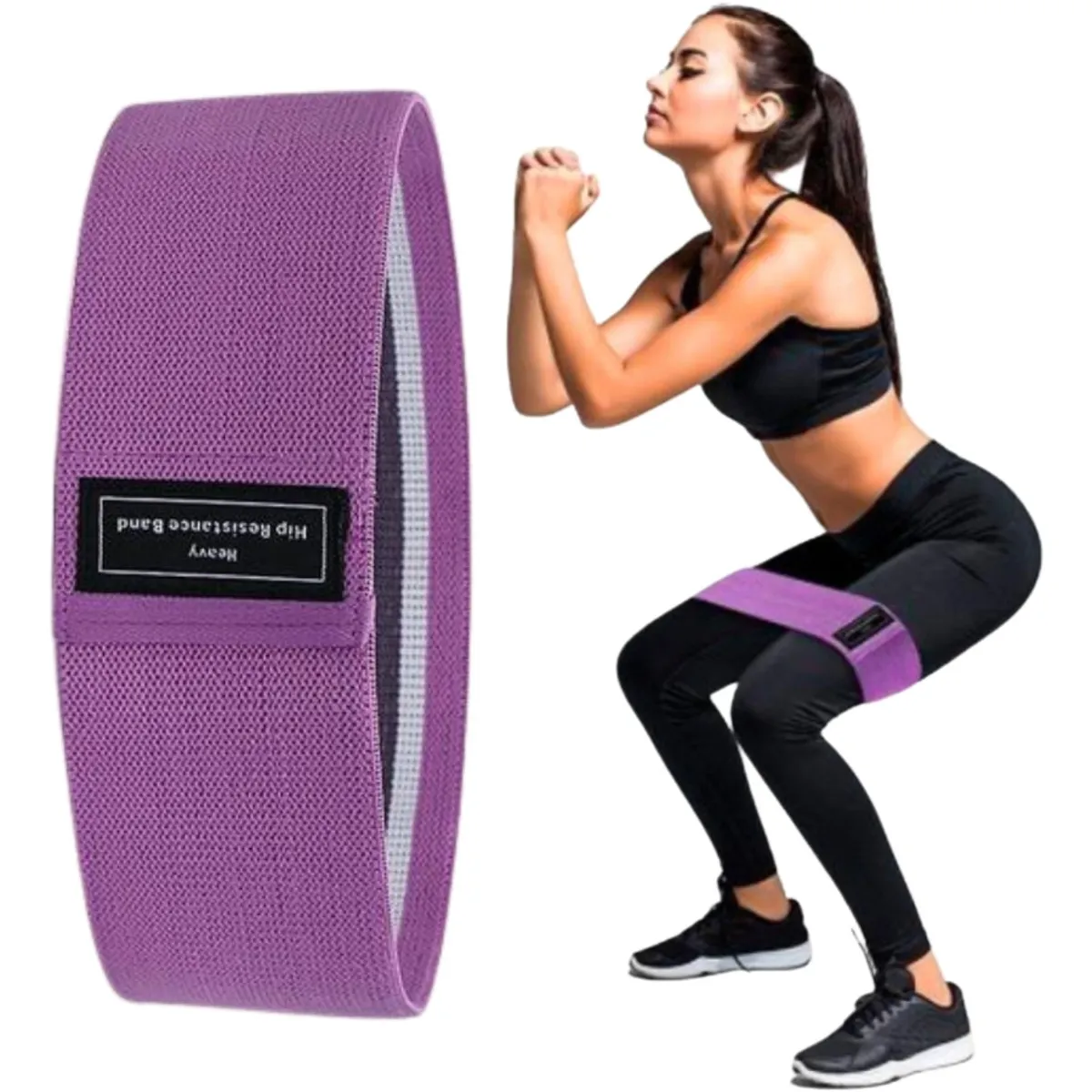 GENERICO - Banda De Tela Piernas Y Glúteos Morada 40 Cm + Bolso Negro