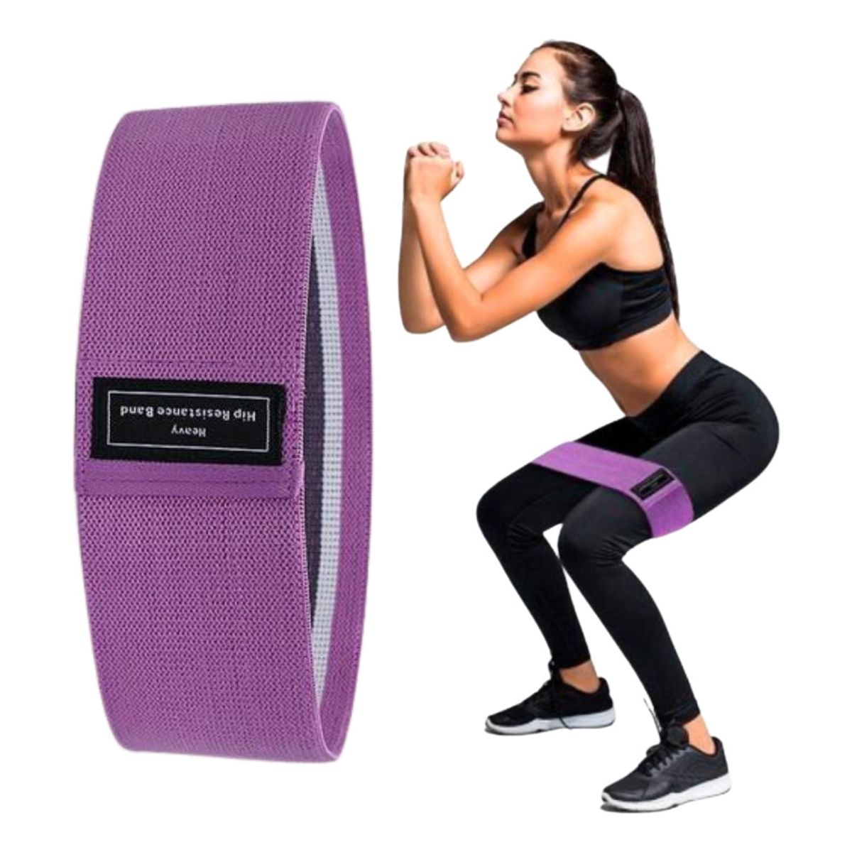 GENERICO - Banda De Tela Piernas Y Glúteos Morada 40 Cm + Bolso Negro