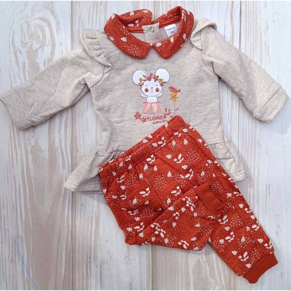 TEDMIMAK - Buzo de bebe niña 2 piezas con diseño de Ratoncita Bailarina