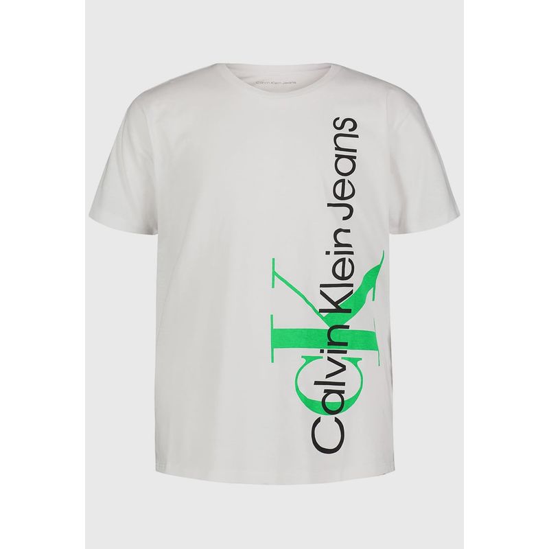 CALVIN KLEIN - Polera Niño Vertical Monologo Blanco Calvin Klein