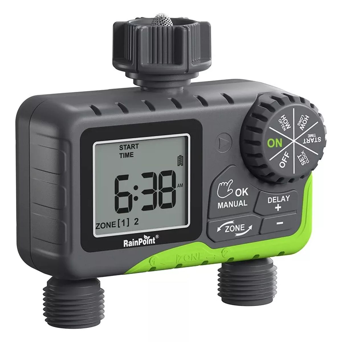 RAINPOINT - Programador Riego Automatico Controlador Digital 2 Zonas