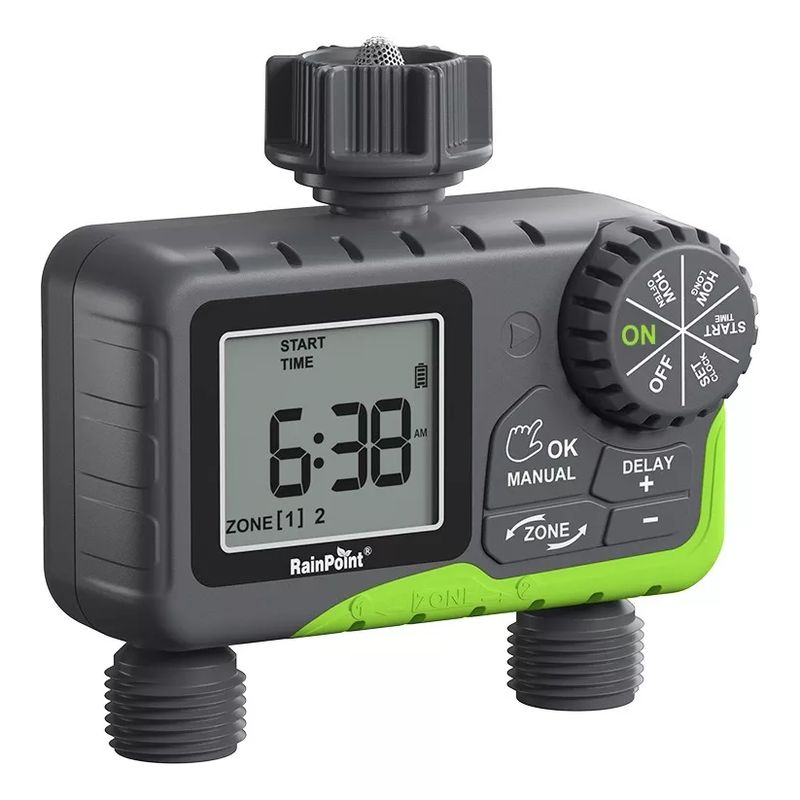 RAINPOINT - Programador Riego Automatico Controlador Digital 2 Zonas
