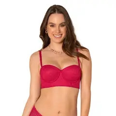 LEONISA - Strapless bustier 360° de perfección en encaje 11911N Rojo
