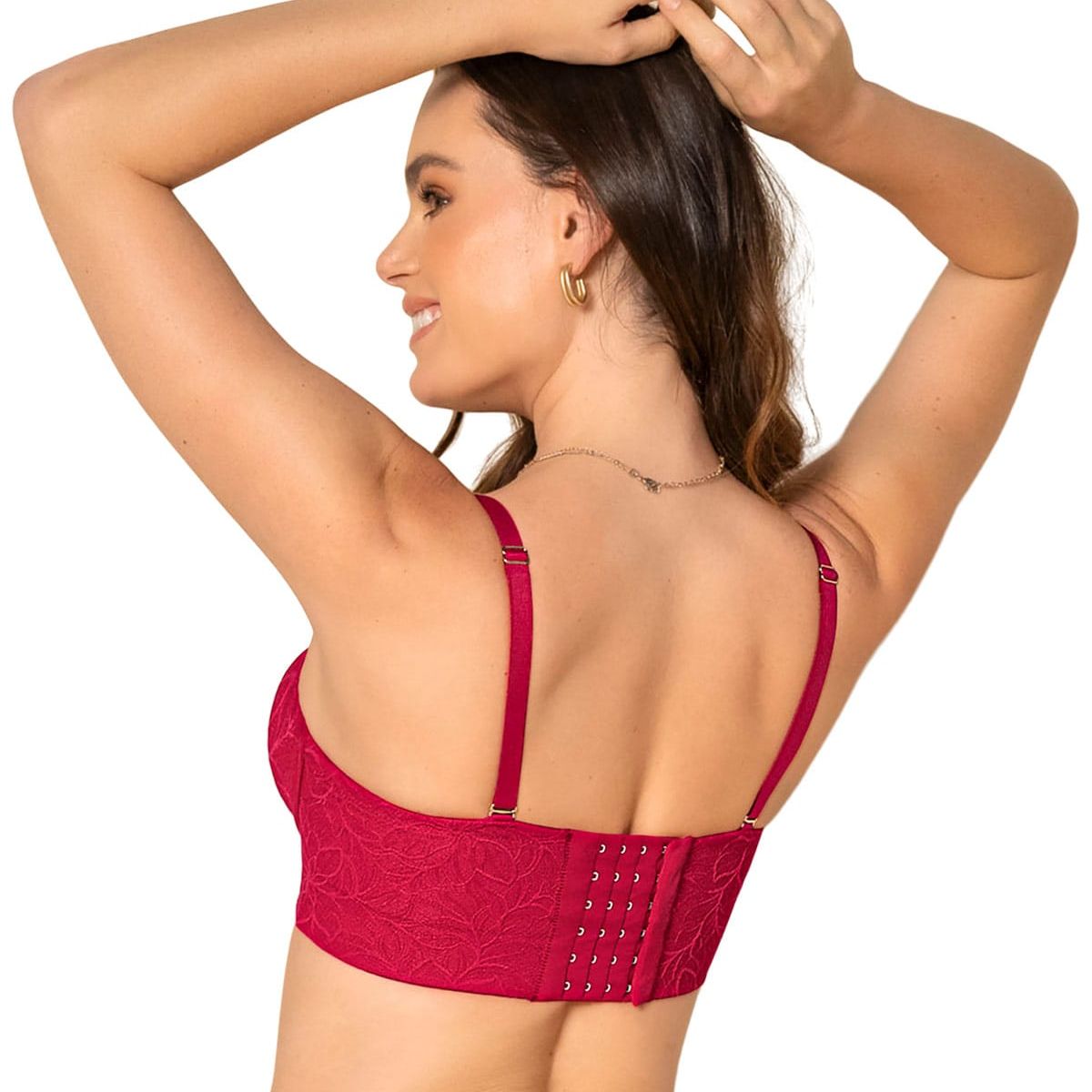 LEONISA - Strapless bustier 360° de perfección en encaje 11911N Rojo
