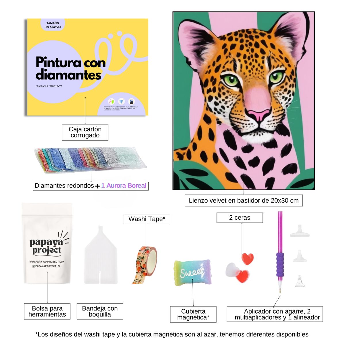 GENERICO - Pintura con diamantes Leopardo Pinky - Diamond Painting 20x30 cm