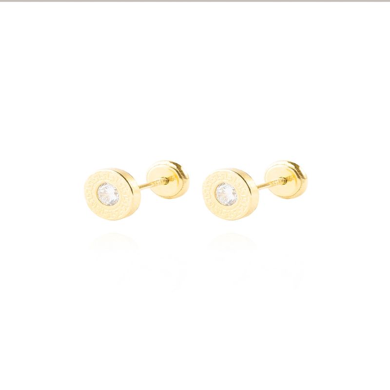 JB JOYAS BARON - Aros de Oro 18kt Circón 6 bisel ancho mex