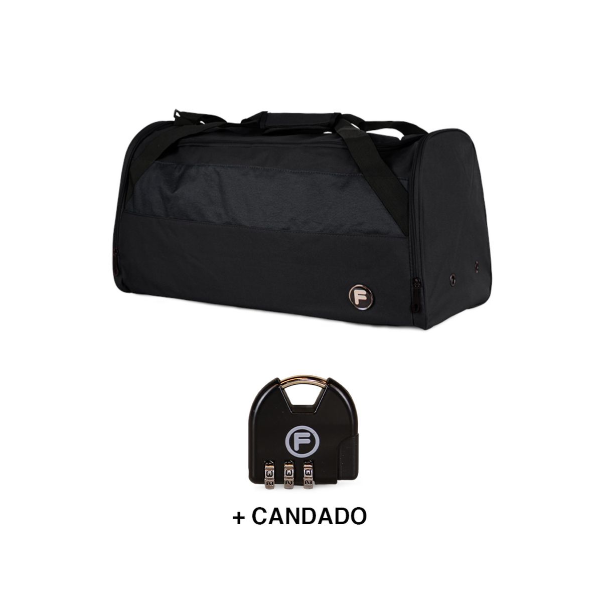 F LA MALETA DE CHILE - Bolso Eder M 75 lts negro + Candado F la Maleta de Chile