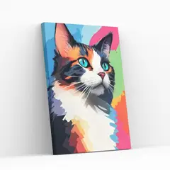 GENERICO - Pintura con diamantes Gato pasteles - Diamond Painting 20x30 cm