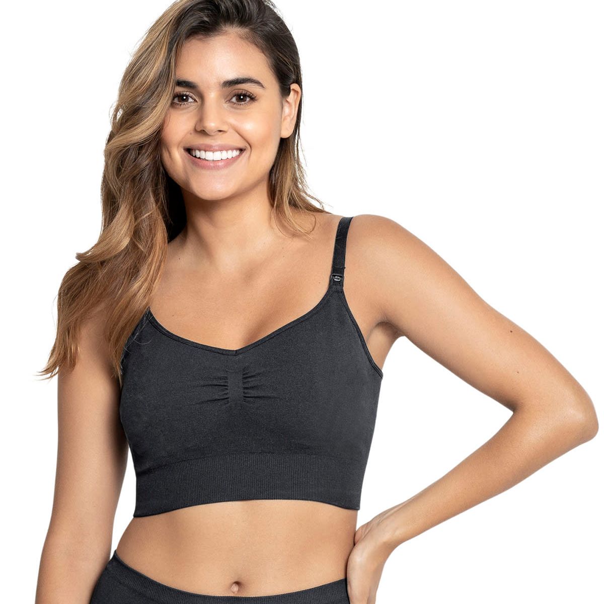 LEONISA - Brastop de maternidad y lactancia tecnología seamless 091064 Negro
