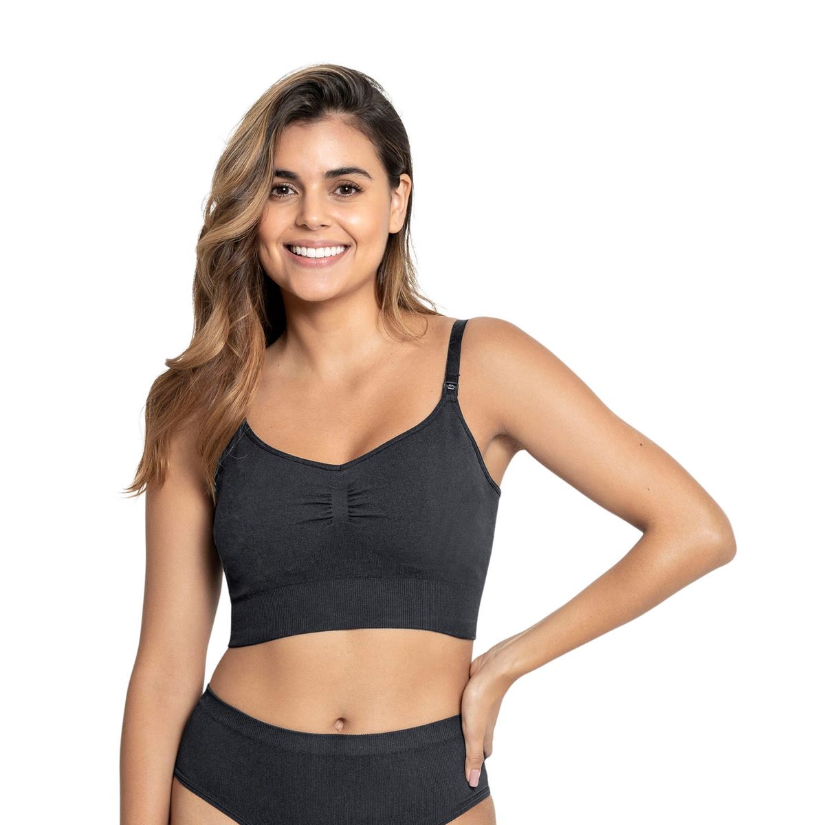 LEONISA - Brastop de maternidad y lactancia tecnología seamless 091064 Negro