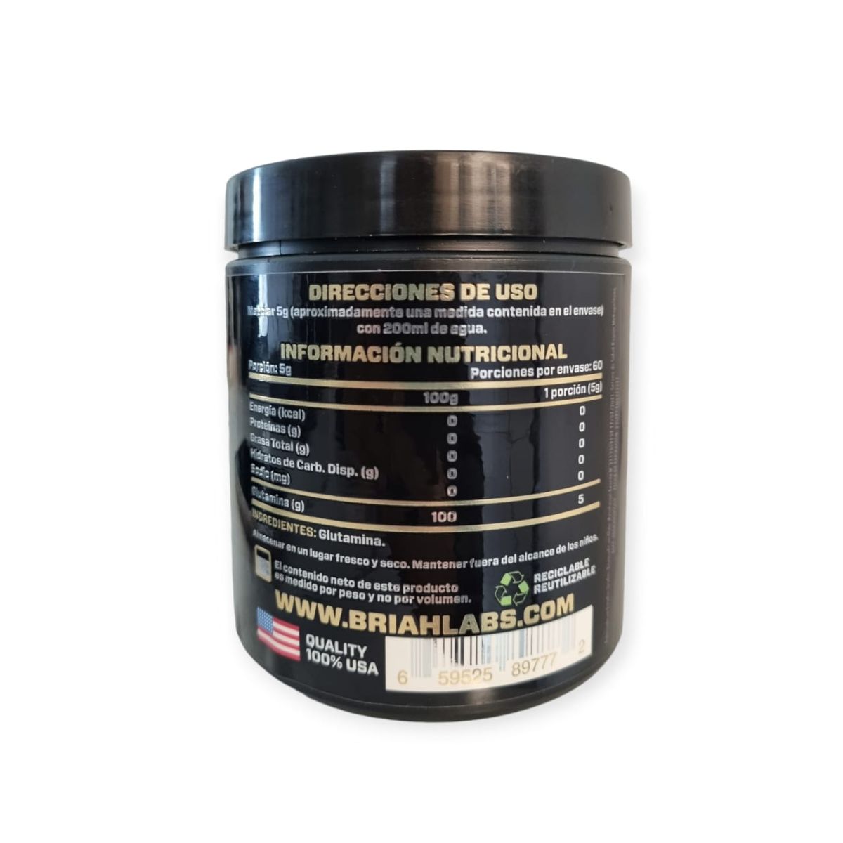 BRIAHLABS - GLUTAMINA SIN SABOR 300GR 60SV - BRIAHLABS