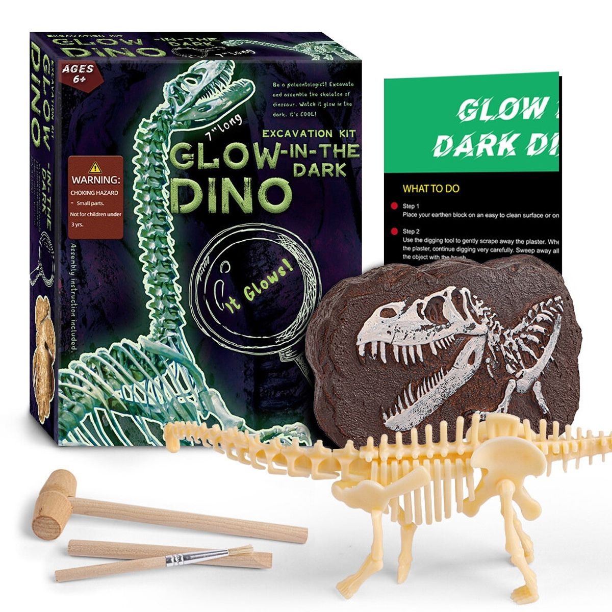 GENERICO - Kit de excavación diplodocus fluorescente