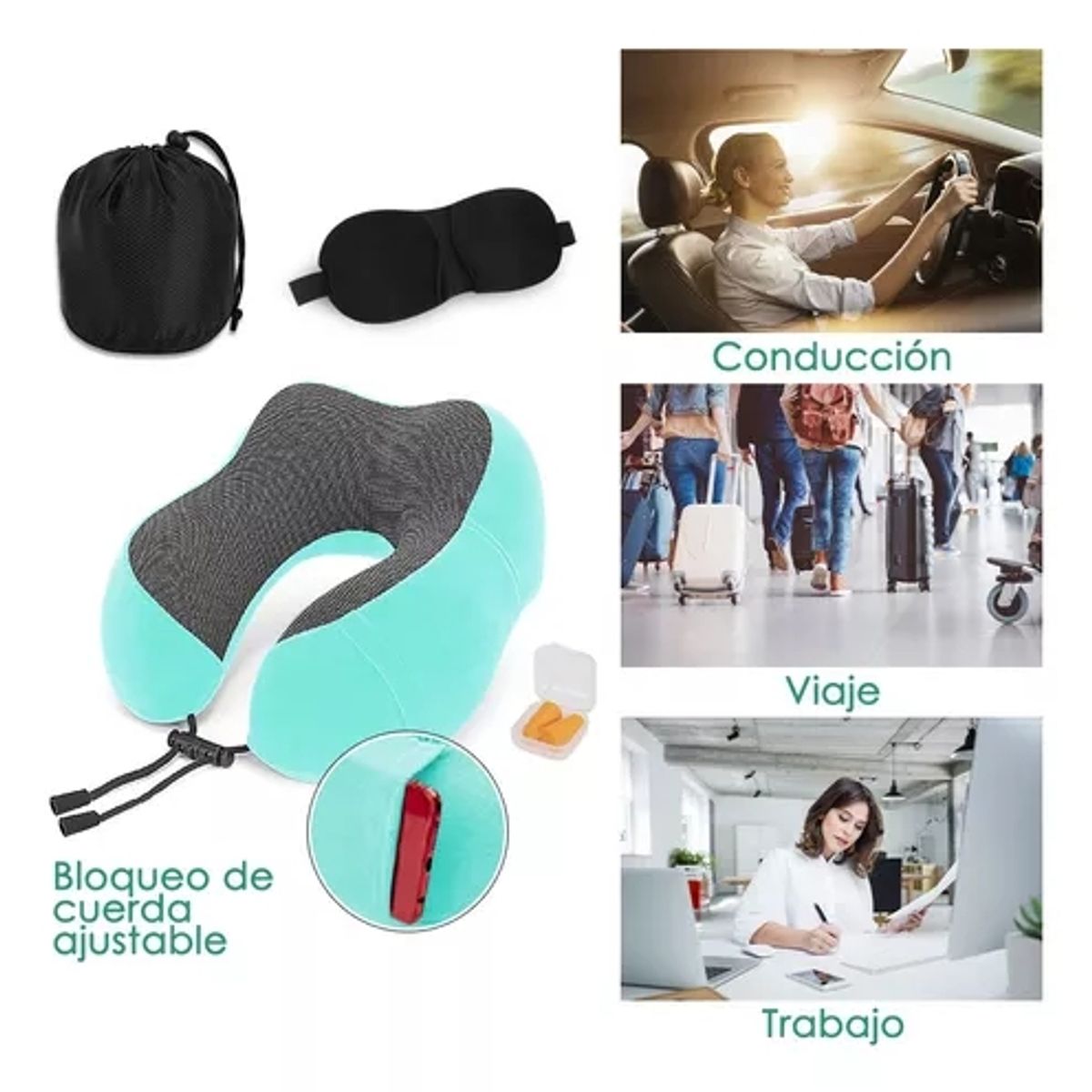 GENERICO - Almohada De Cuello Para Viaje Trabajo Cojín Soporte Cómodo