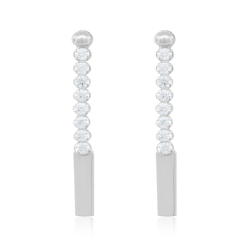JB JOYAS BARON - Aros de Plata Esterlina 925 Barra Circon
