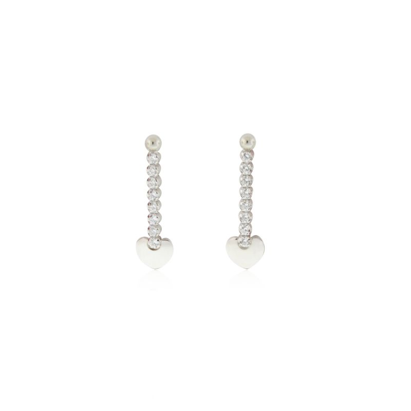 JB JOYAS BARON - Aros de Plata Esterlina 925 Corazón Colgante Circonitas