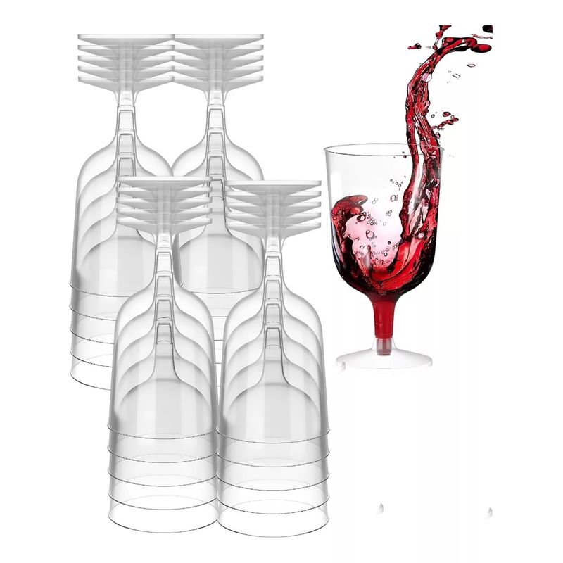 GENERICO - 50 Copas De Vino Copa Acrilico Copa Plastico Copas 6oz/177ml