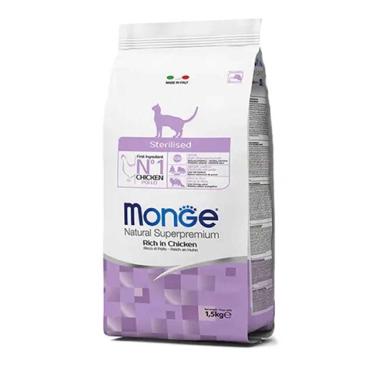 MONGE - Alimento Monge Sterilised Chicken Para Gato, 1.5kg