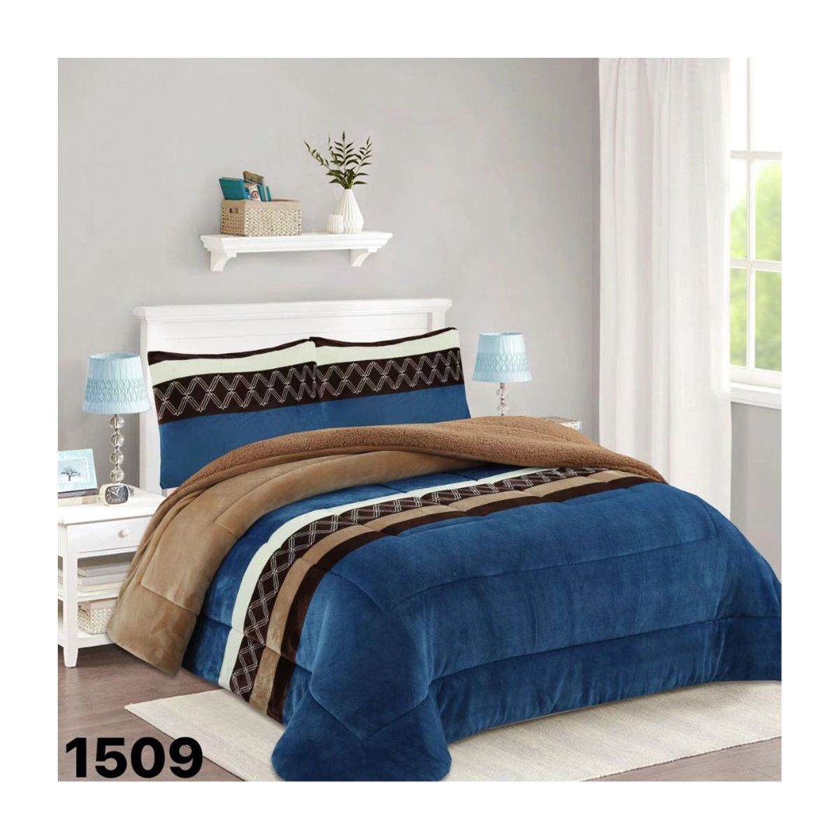 GENERICO - Cobertor Chiporro 2 Plazas -  Azul Café 1509