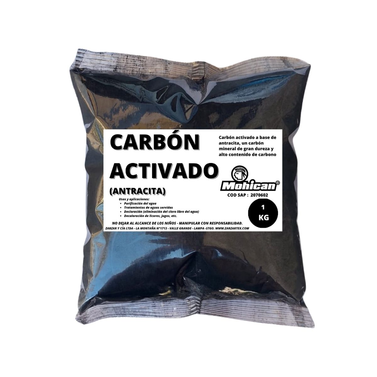 MOHICAN - CARBON ACTIVADO (ANTRACITA) MOHICAN BOLSA 1 KG