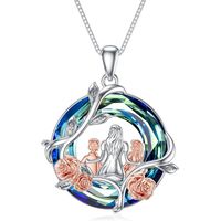 Collar mamá dos hijos cristal plata 925