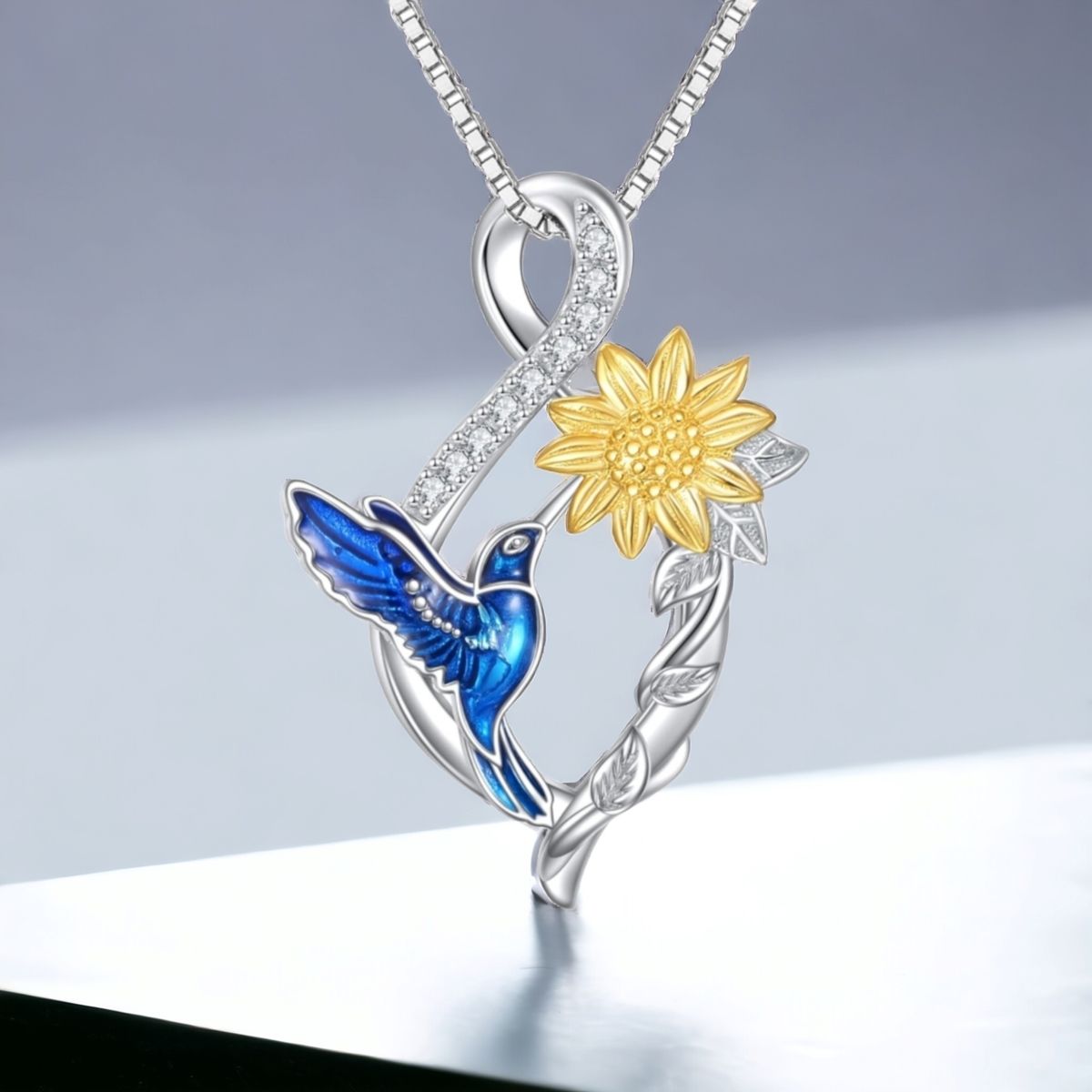 GENERICO - Collar colibrí girasol plata 925