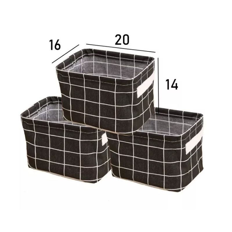 GENERICO - 3 Unidades Cajas Organizadoras De Tela Plegables Cubos Negro