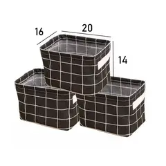 GENERICO - 3 Unidades Cajas Organizadoras De Tela Plegables Cubos Negro