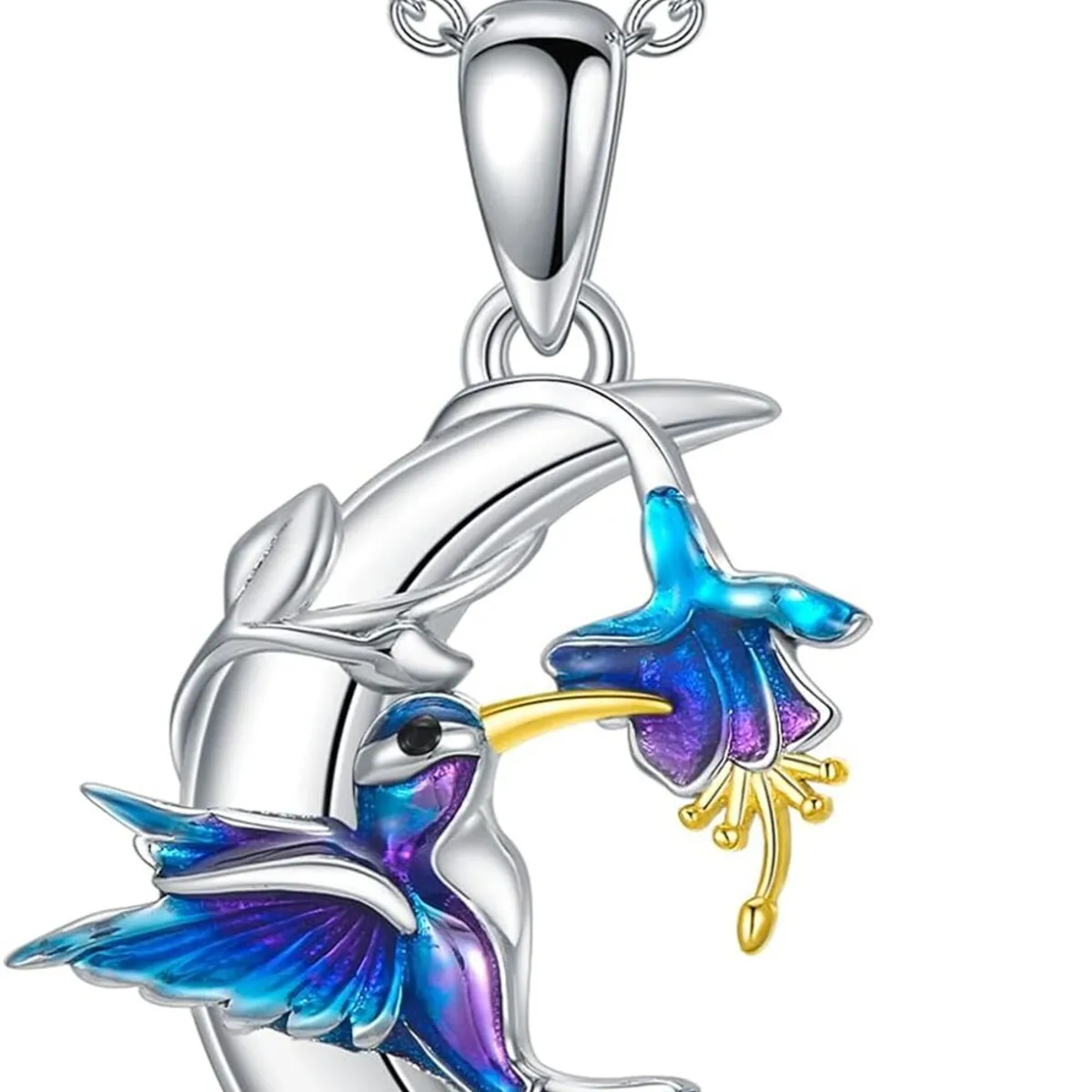 GENERICO - Collar colibrí girasol luna plata 925