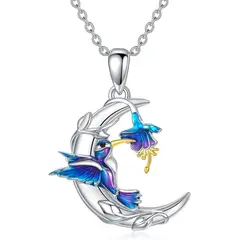 GENERICO - Collar colibrí girasol luna plata 925