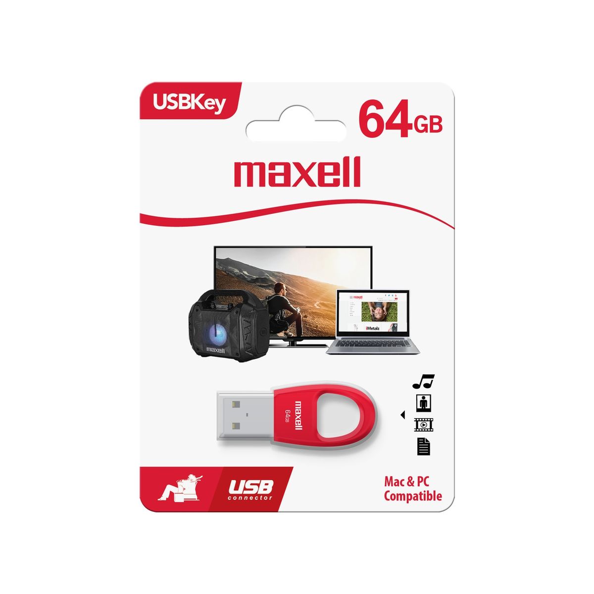 MAXELL - Pendrive Maxell KEY 64GB 2.0 Rojo