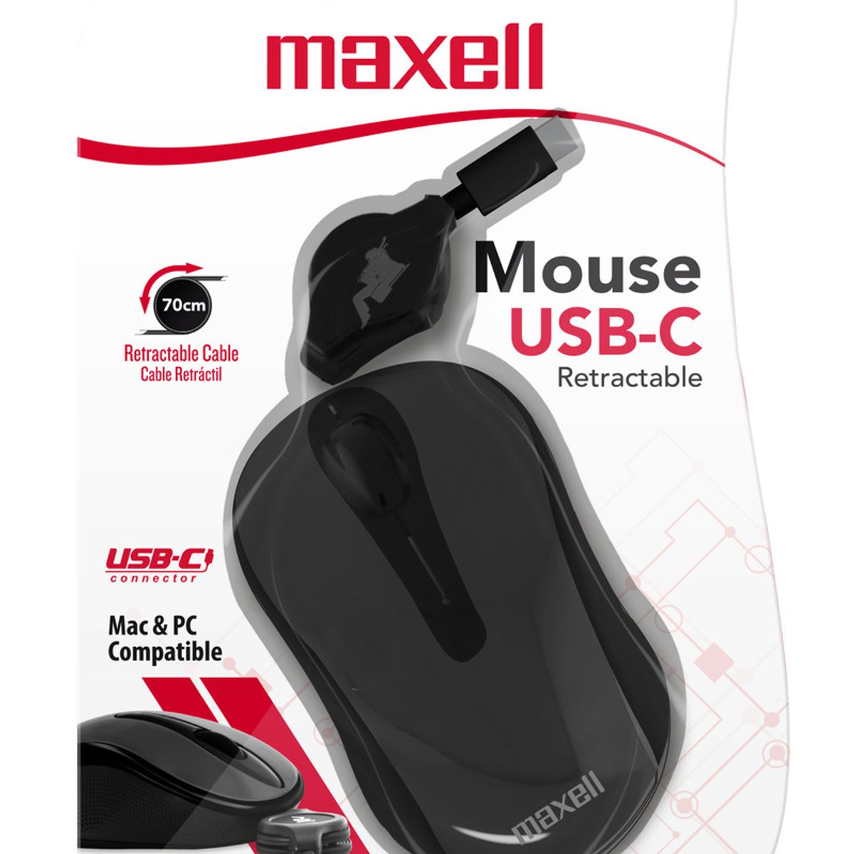 MAXELL - Mouse Retráctil Maxell Tipo C 1200Dpi