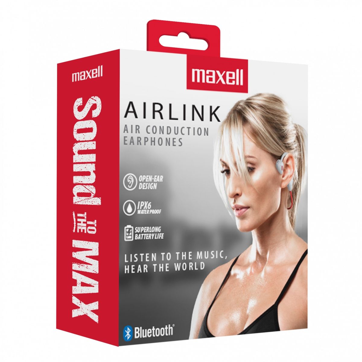 MAXELL - Audífonos Deportivos Maxell Airlink Bluetooth Ipx5 7 Horas Gris