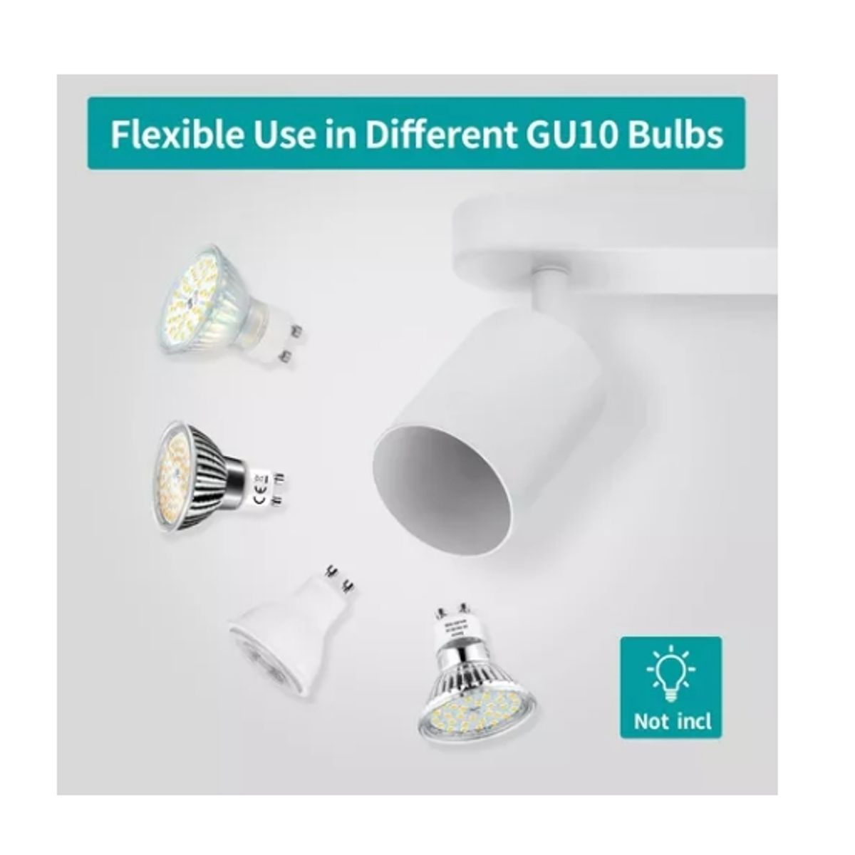 OFERTABKN - Aplique Lampara Cuadruple Dirigible Ampolleta Gu10 BlancoLuz fria