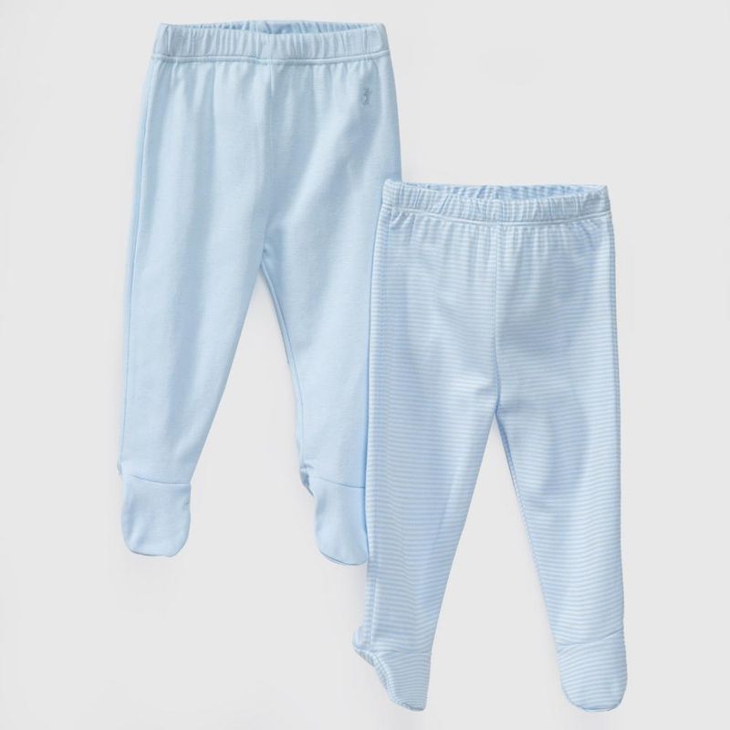 COYOTE KIDS - Pack pantalones celestes rayas celestes algodón peruano - Celeste