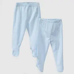 COYOTE KIDS - Pack pantalones celestes rayas celestes algodón peruano - Celeste