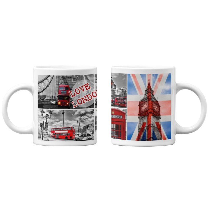 SM - Tazones tazas blancas Love London Londres Vintage SM