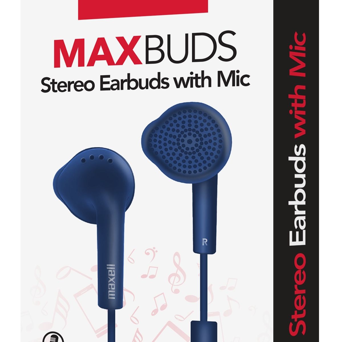 MAXELL - Audífonos Eb-mic Estéreo De Botón Con Mic Azul - Maxell