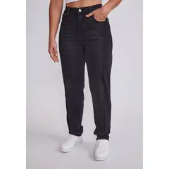 SIOUX - Jeans Mujer Negro Mom Costura Media