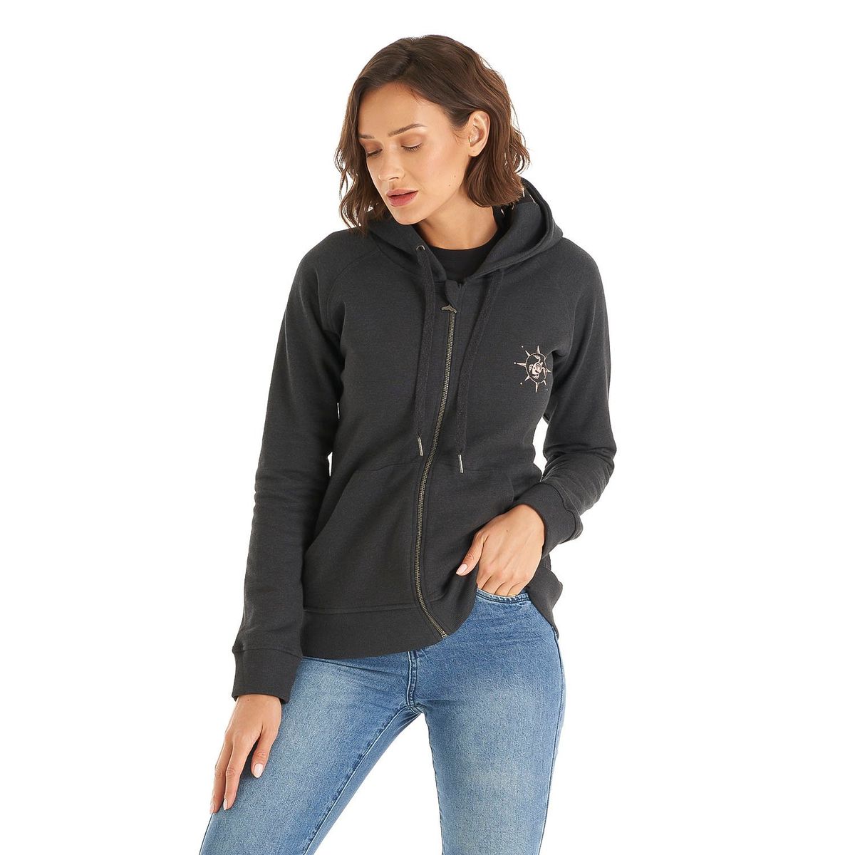 HAKA HONU - Poleron Mujer Ninja Negro Haka Honu