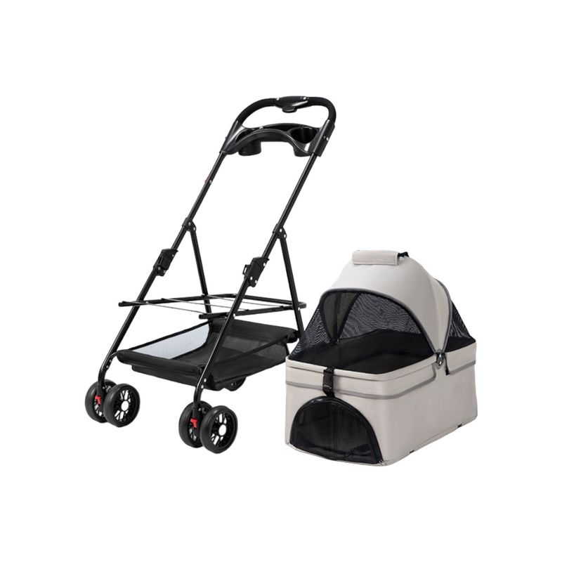 LUBABYCAS - Coche Para Mascotas Perros Gatos 2 En 1 LuBabycas Gris