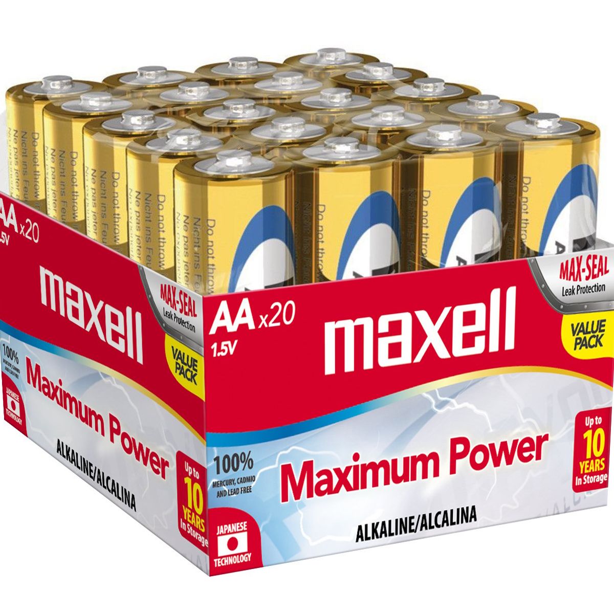 MAXELL - Pack 20 Pilas Alcalinas Maxell AA 1.5v