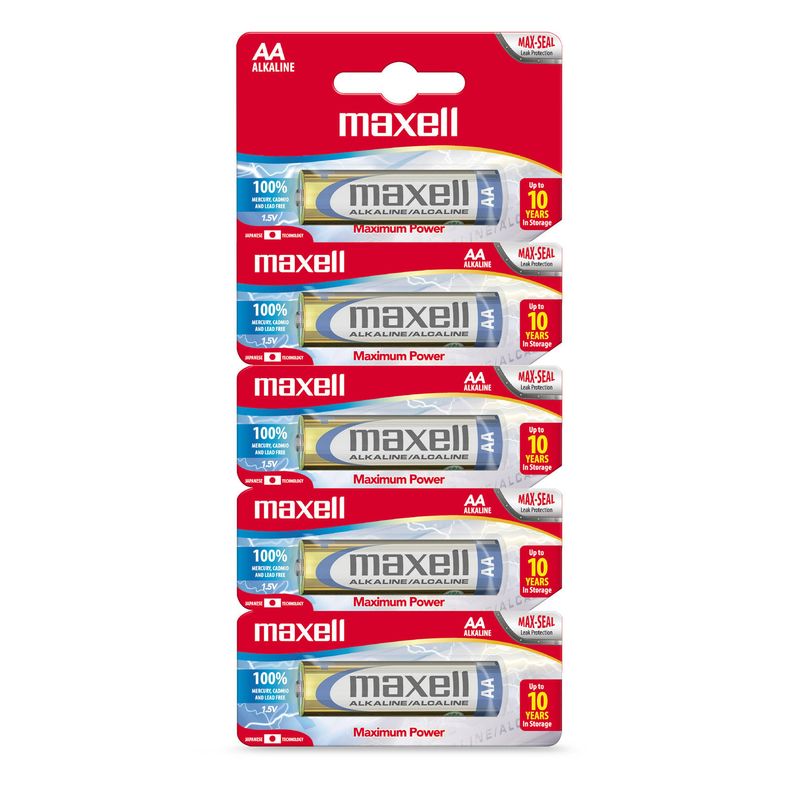 MAXELL - Pilas Alcalinas Maxell Tamaño AA 5 Unidades