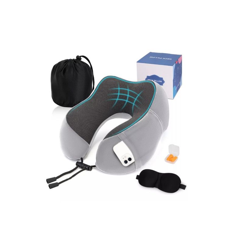 GENERICO - Almohada De Cuello Para Viaje Trabajo Cojín Soporte Cómodo Gris